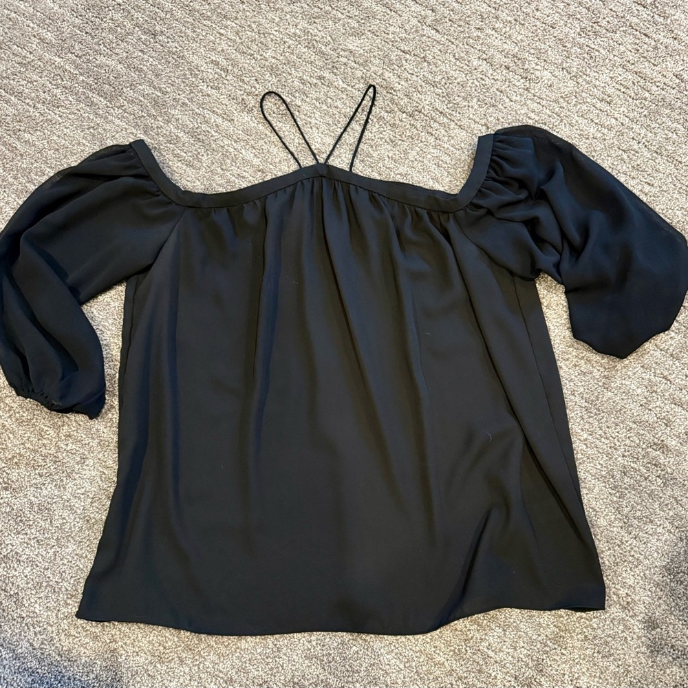 1. State Black Off-Shoulder Blouse with Straps